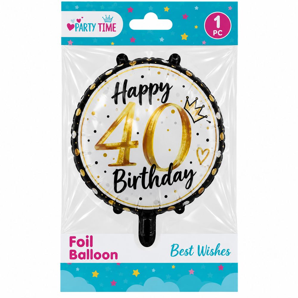 Кулька повітряна фольгована з цифрами Happy 40th Birthday (BP4097)