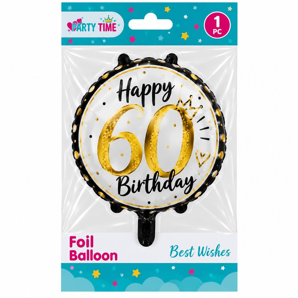 Кулька повітряна фольгована з цифрами Happy 60th Birthday (BP4099)