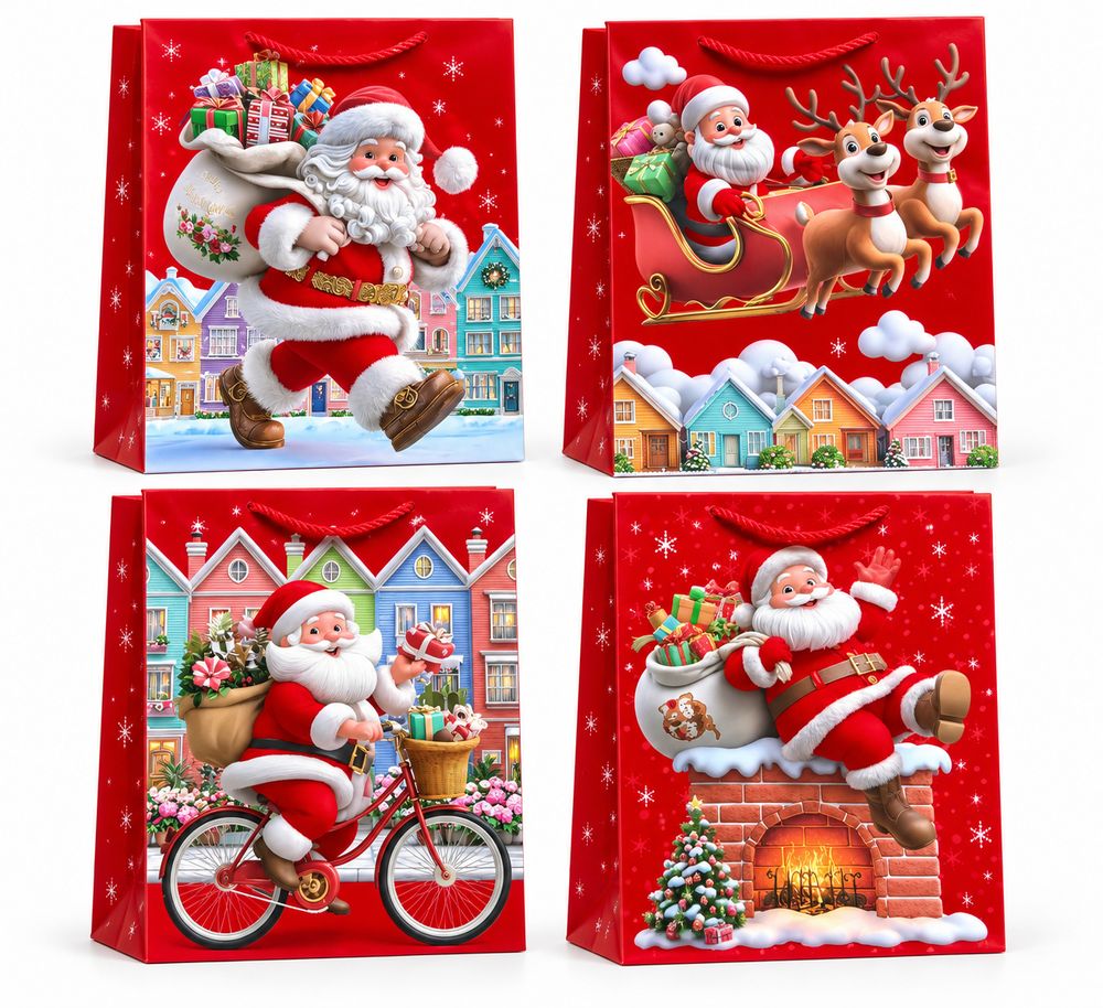 Пакет подарунковий  новорічний , 18 х 24 х 8,5см (4398S)