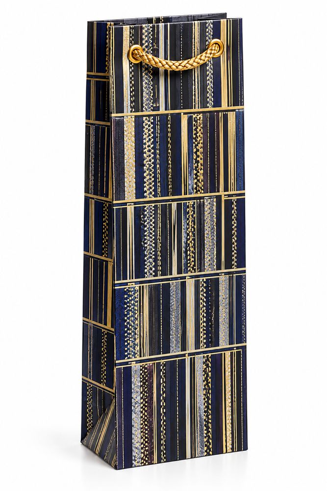 Пакет подарунковий  під пляшку, 210гр 11 x 11 x 38см (YM-2074-JD)