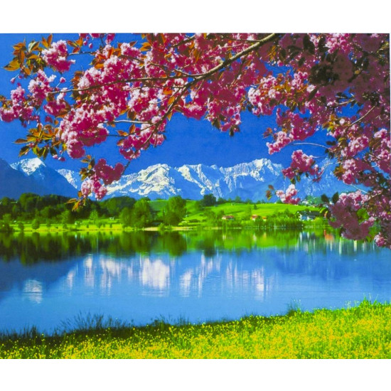 Картина за номерами 40 х 50см "Весна на озері" Різнокольоровий Unison (3307RA_B)