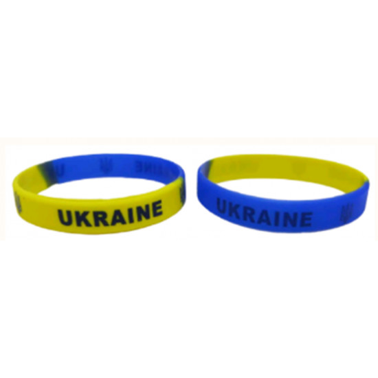 Браслет силіконів."Україна" яскравий 202*12мм (товщина 2мм) Жовто-блакитний Unison (366-1)