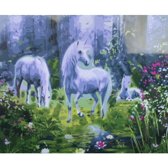 Картина за номерами 30 х 40см "Єдинороги у лісі" OPP Різнокольоровий Unison (1692EKTL_O)