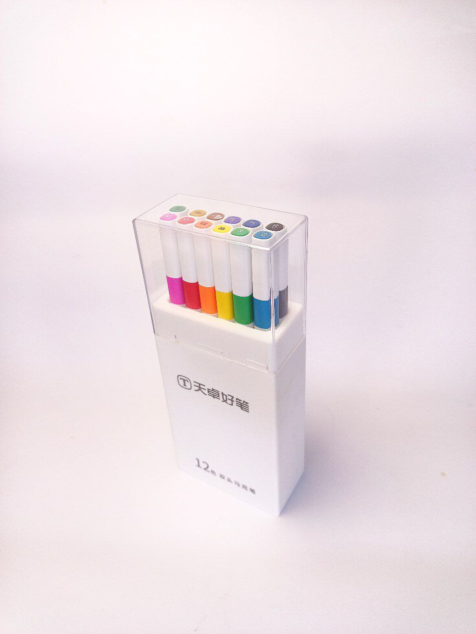 Набор тонких скетч маркер квадратный двухсторонний 12шт Разноцветный Unison (83080-12TK)