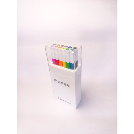 Набор тонких скетч маркер квадратный двухсторонний 12шт Разноцветный Unison (83080-12TK)