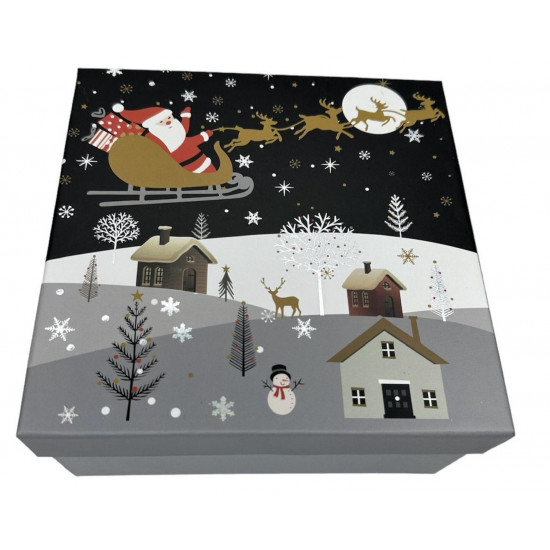 Подарункова новорічна коробка квадратна 20 х 20 х 9см, 3шт/наб Різнокольоровий Unison (93209-1)