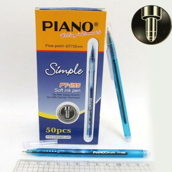 Ручка масляная "Piano" "Simple" синяя  0,7мм (50шт/уп) Unison (PT-1155)