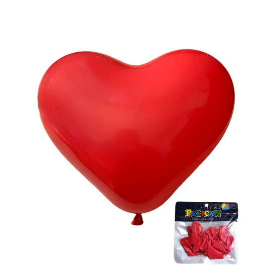 Кульки 10' (26см) Червоне серце, 5шт/уп Червоний Pelican (1005-500)