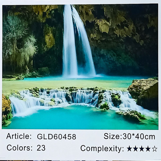 Алмазна мозаїка за номерами 30 х 40см "Водопад" (полотно на рамі) Різнокольоровий Unison (60458_B GLD)
