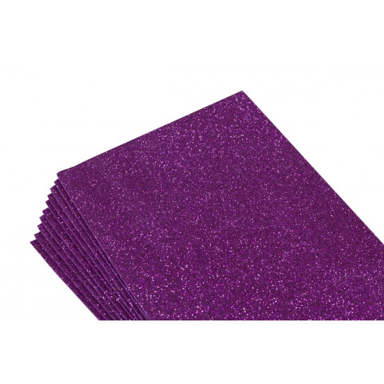 Фоамиран с глиттером 20 х 30см, 1,8мм, 10 листов, малиновый (самоклейка) Фиолетовый Unison (8672)