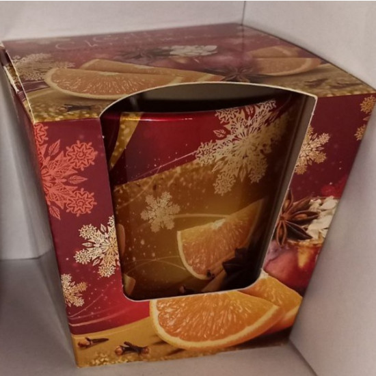 Свічка ароматична "З апельсином і спеціями" 30годин, 8см Червоний Bartek Candles (57936)