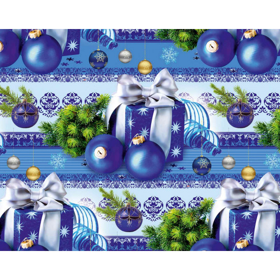Папір новорічний крейдований для пакування подарунків 80г 100х70 см  -10 аркушів Синій Unison (PVM10-271NY)