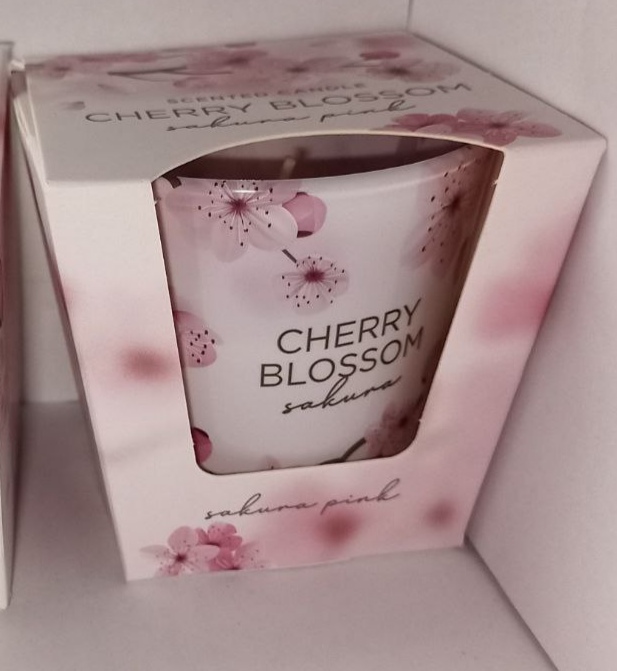 Свічка ароматична "Cherry Blossom" "Вишневий цвіт" (Рожева сакура),  час горіння 30годин, 8см (71819)