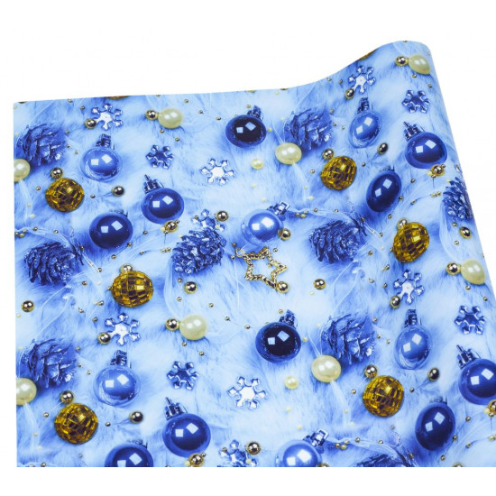 Мелованная бумага - новогодние шары на голубом, 1000х700, PVM10-68NY (PVM10-68NY)