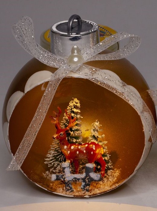 Ялинкова куля LED 3D фігура "Новий рік" 9 х 11 х 6,5см Жовтий Unison (0019_1КKP)