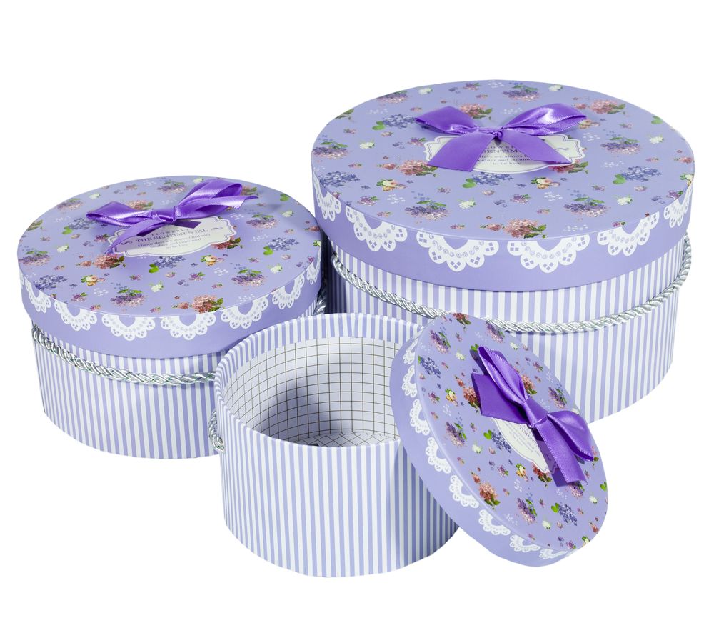 Коробки подарочные круглые, в наборе -3шт., Unison, 058-8 Фиолетовый Unison (058-8)