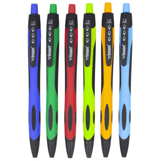 Ручка масляна синя автомат Vinson "Free" soft grip (36шт/уп) Vinson (1008)