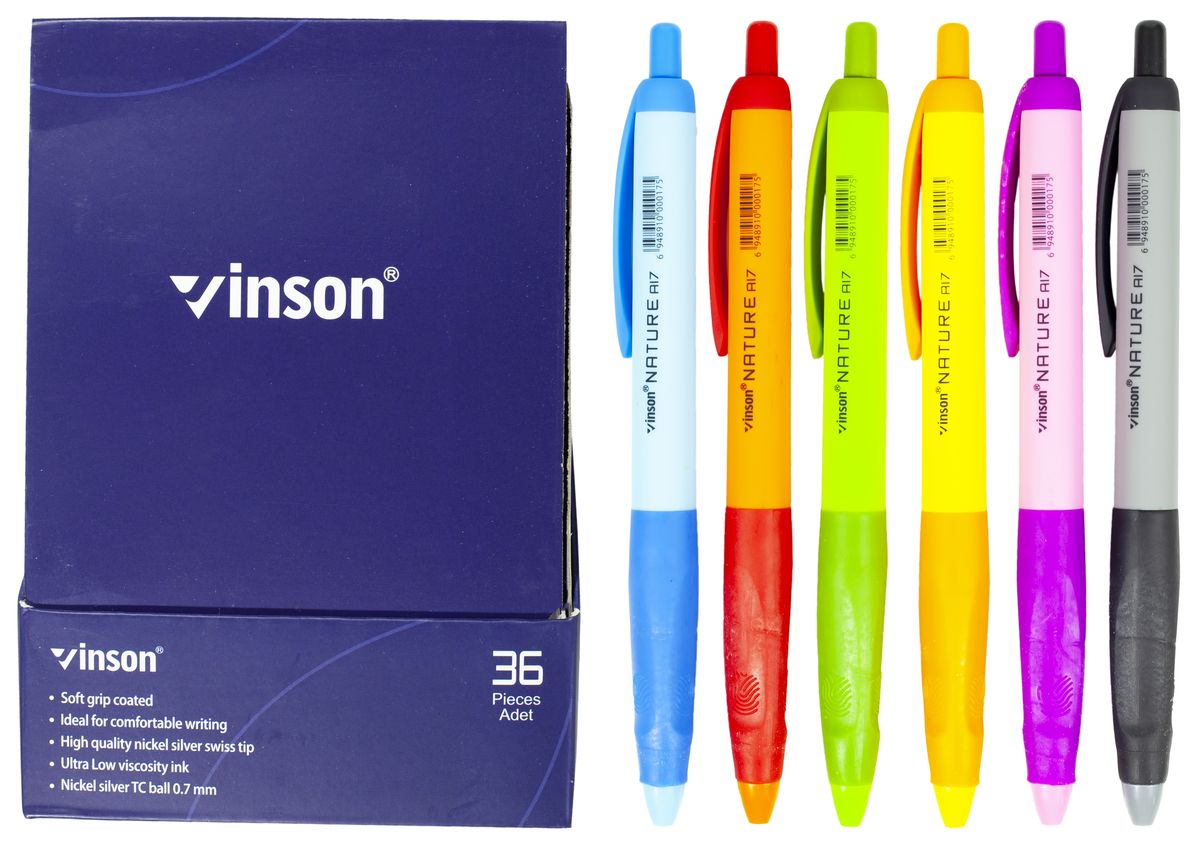 Ручка масляна синя автомат Nature (36шт/уп) Vinson (A17)