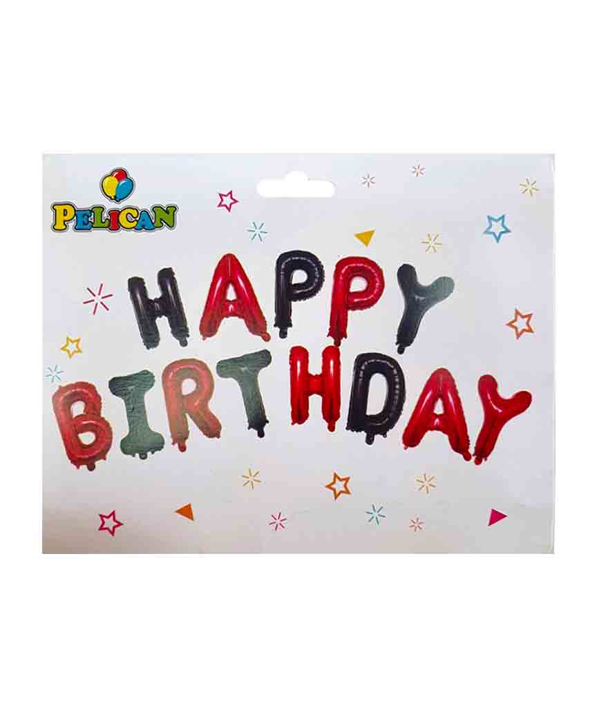 Набір з 13  кульок- літер, HAPPY BIRTHDAY 40см, червоно-чорний Різнокольоровий Pelican (837107)