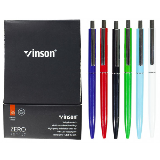 Ручка масляна синя автомат Vinson Zero (36шт/уп) Різнокольоровий Vinson (Z3)