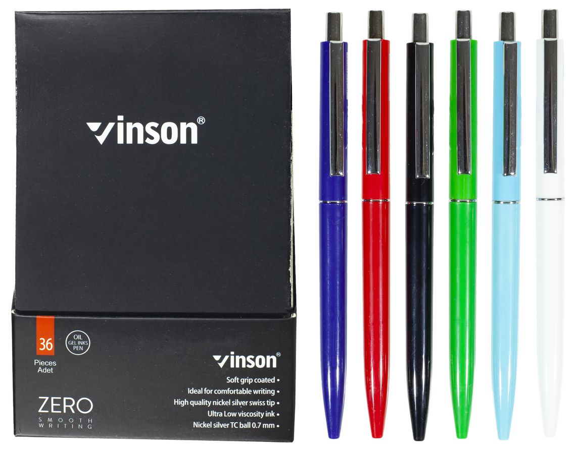 Ручка масляна синя автомат Vinson Zero (36шт/уп) Різнокольоровий Vinson (Z3)