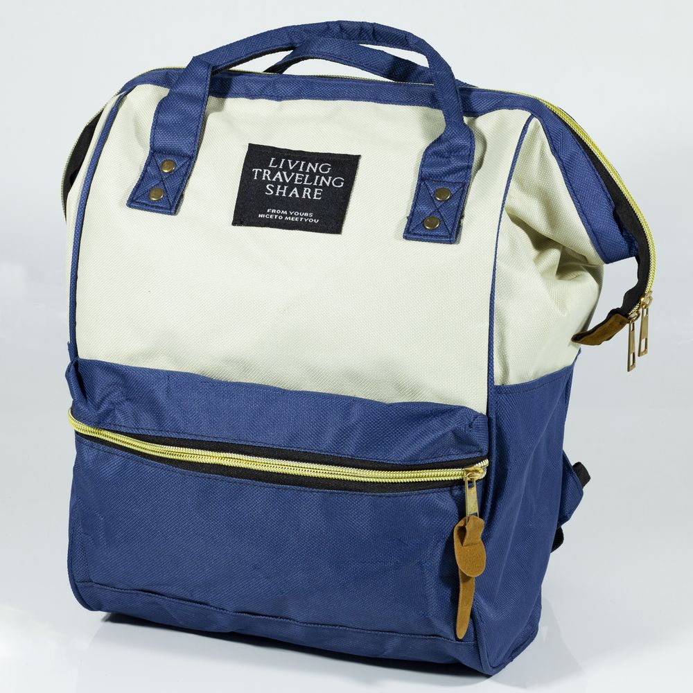 Рюкзак-сумка 25х36х9см, синій+ беж, 1 відділення + 1 кишеня (BB-25)