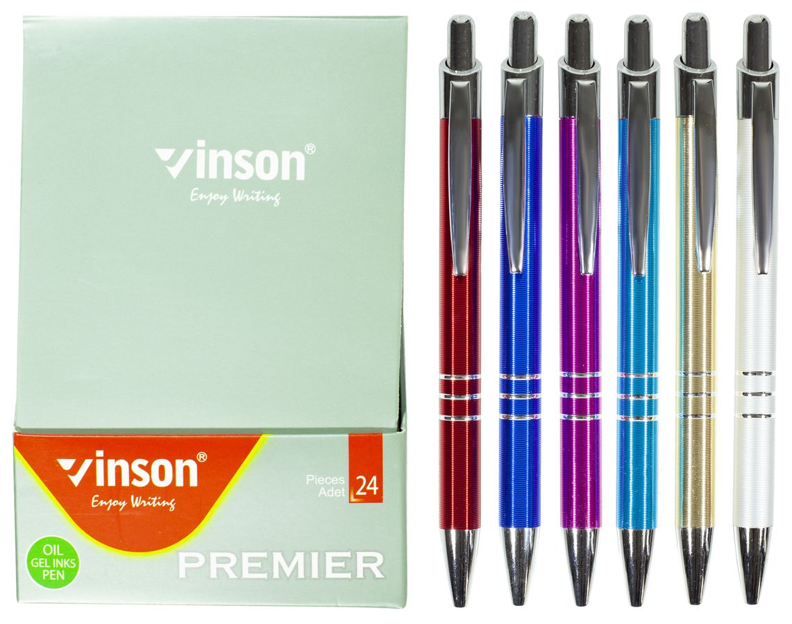 Ручка масляна синя автомат Vinson Premier, метал (36шт/уп) Vinson (7631)