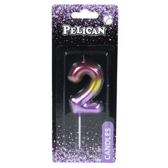 Свічка для торта Pelican "2" РАЙДУЖНА 6см Різнокольоровий Pelican (866062)