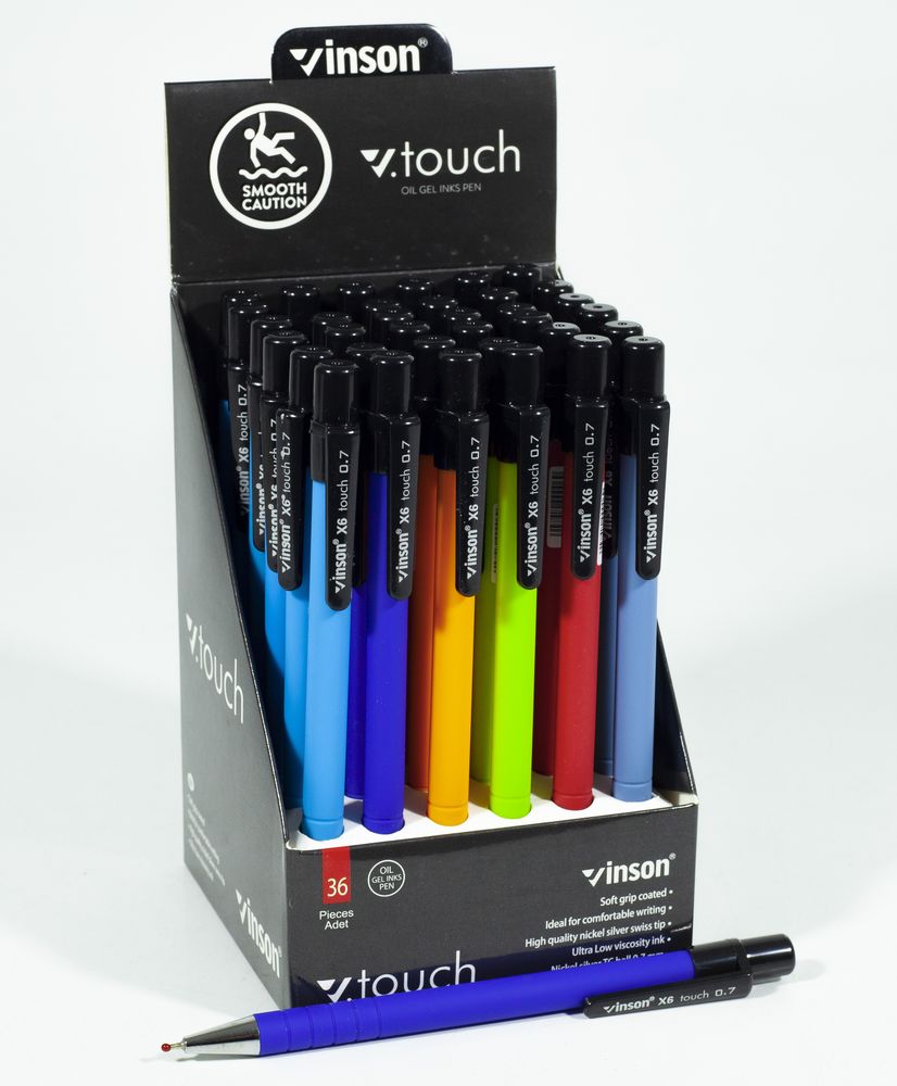 Ручка масляна 0,7мм синя автомат Vinson Touch Різнокольоровий Vinson (X6)