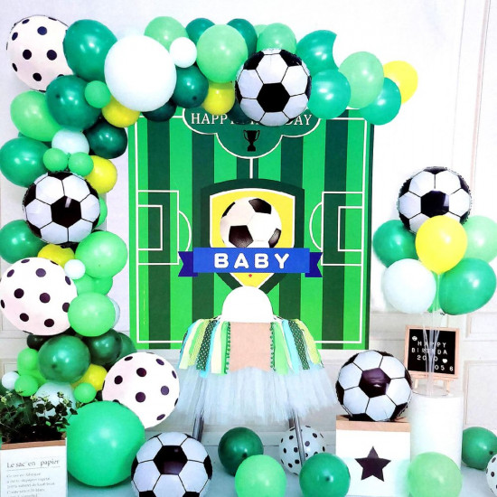 Фотозона із повітряних кульок "Happy birthday" Футбол Різнокольоровий Unison (T-8627)