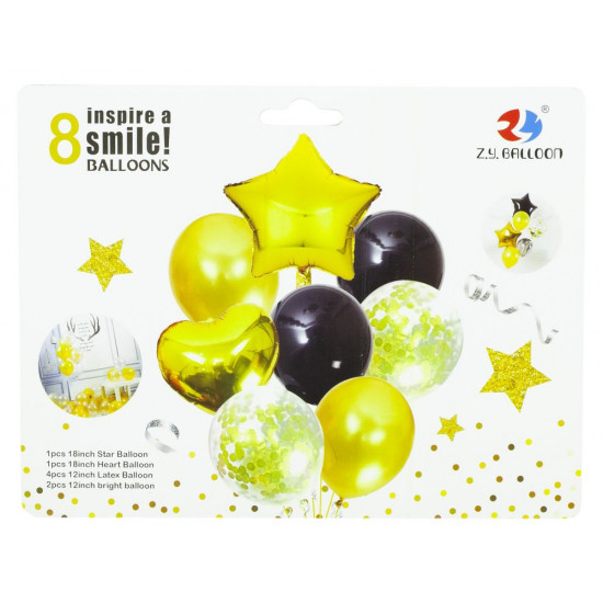 Набір кульок мікс із зіркою 8шт, Золото Золотий Без бренду (10119 Gold)