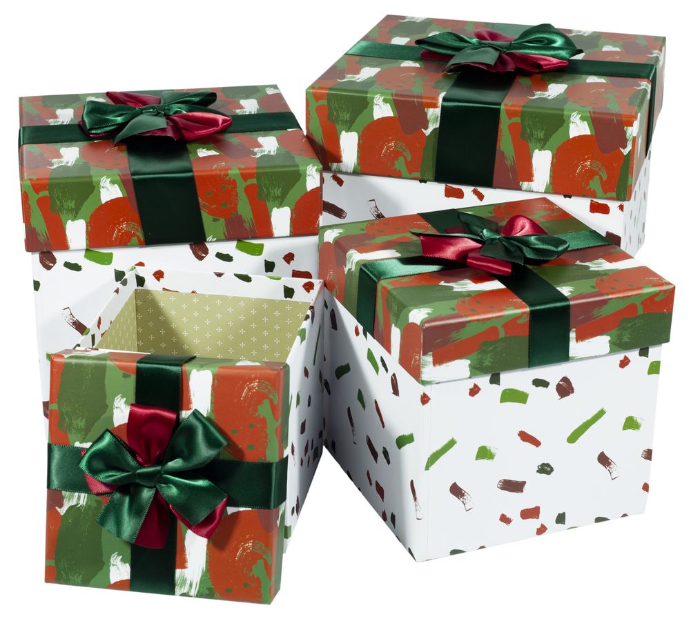Подарункова коробка 08302-27, квадратна, 22X22X21.5cm/19X19X18.5/16X16X15.5/13X13X12.5.cm   4шт. в наборі Різнокольоровий Unison (08302-28)