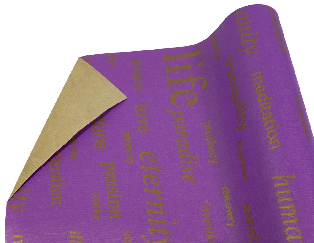Крафт-папір подарунковий двосторонній "Life золото" колір - пурпурний+ крафт,  0,7х8м Різнокольоровий Unison (Пт 480.16)