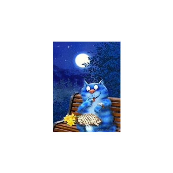 Картина за номерами 40 х 50см "Кіт під місяцем" Різнокольоровий Unison (RSB8335)