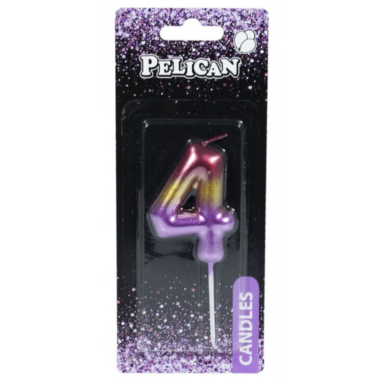 Свічка для торта Pelican "4" РАЙДУЖНА 6см Різнокольоровий Pelican (866064)