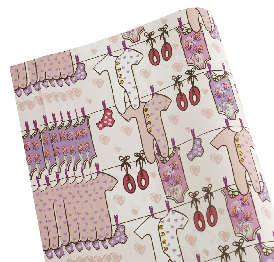 Папір подар-й офсет 50г.  одяг для дівчаток немовлят; 1000х700 (10 аркушів) Чехія Рожевий Unison (PCZ10070-10-236)
