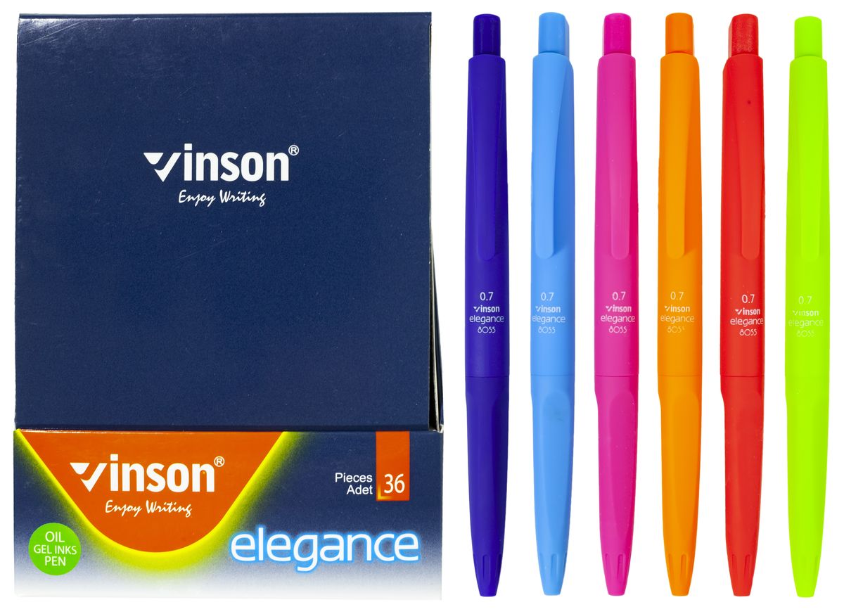 Ручка масляна синя автомат Vinson Elegance, тригранний корпус (36шт/уп) Vinson (8055C)