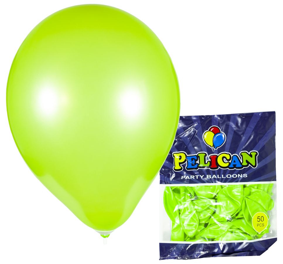 Кульки Pelican 10' (26 см), перламутр салатовий, 50шт/уп Зелений Pelican (811740/1050-740)