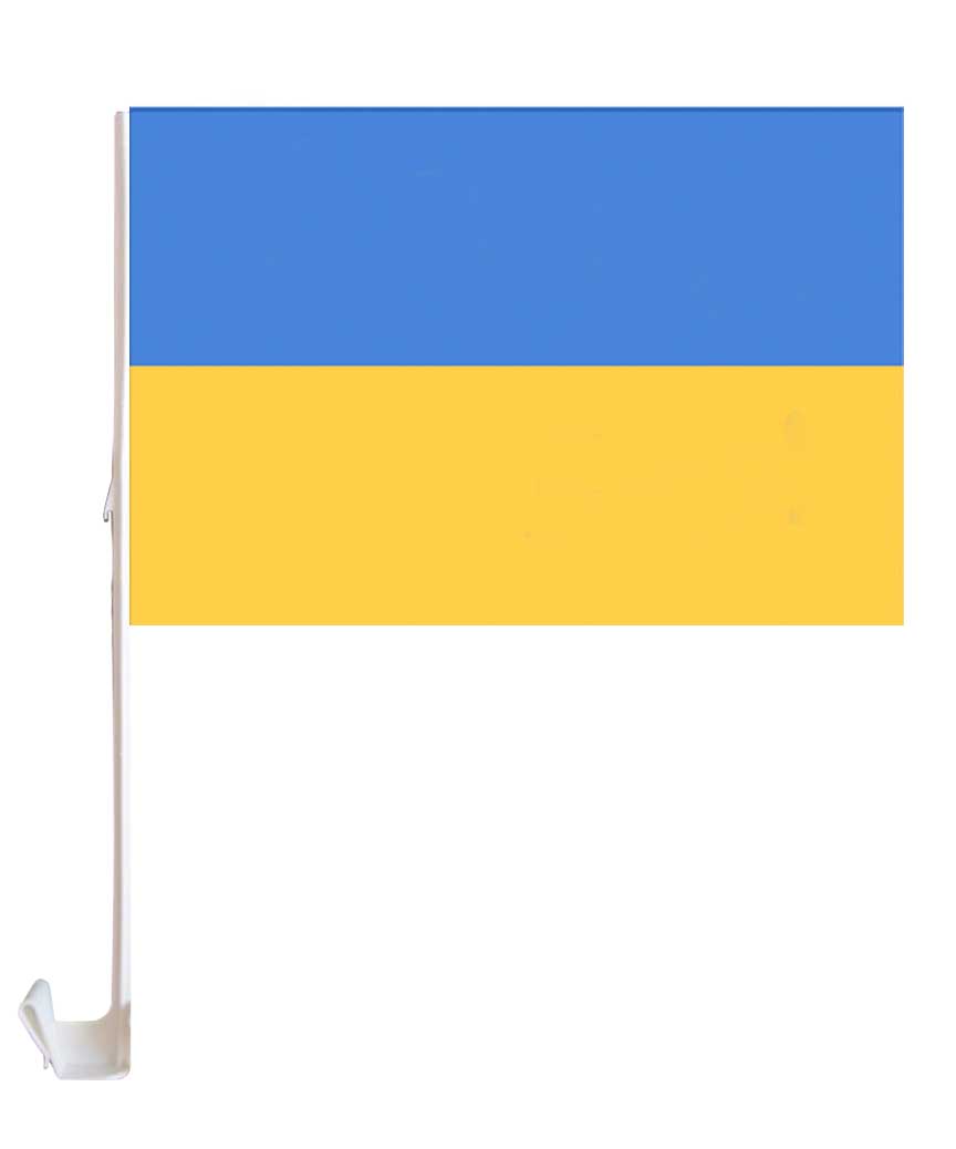 Прапор для автомобіля "Україна" 30см*45см (зі штоком)  подвійний шов Жовто-блакитний Unison (781008)