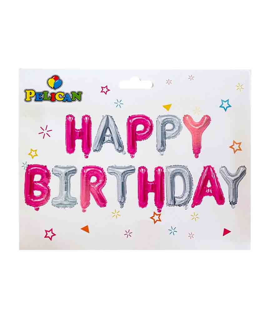 Набір з 13  кульок- літер, HAPPY BIRTHDAY 40см, срібно-рожевий Різнокольоровий Pelican (837112)