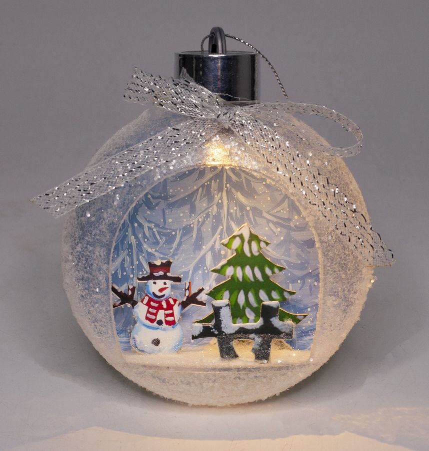 Ялинкова куля LED 3D картинка "Snow" 11х9,5х3,5см Жовтий Unison (0038KKP)