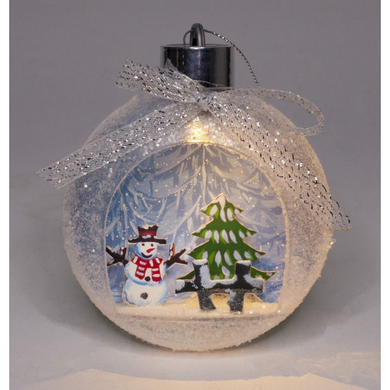 Ялинкова куля LED 3D картинка "Snow" 11х9,5х3,5см Жовтий Unison (0038KKP)