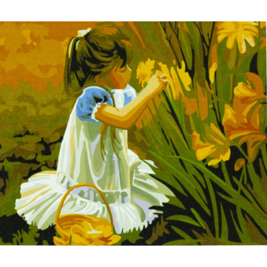Картина за номерами "Дівчинка та квіти" 40 * 50см, крас.-акрил, кисть-3шт. Unison (9415)