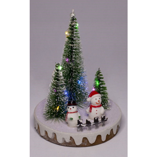 Новорічна LED декорація 3D фігурки "Сніговики" 14 х 10,5см Різнокольоровий Unison (0090L)