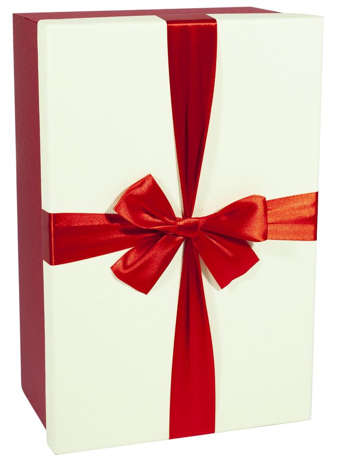 Подарункова коробка LJT-1, прямокутна  червона з білим, з Дефектом32х21х13.5 Unison (LJT-1  №1)