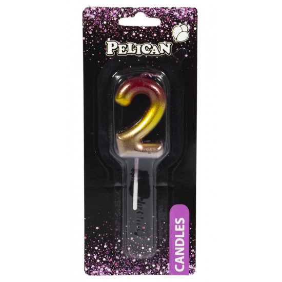 Свічка для торта Pelican, "2" РАЙДУЖНА 4,5см Різнокольоровий Pelican (864562)