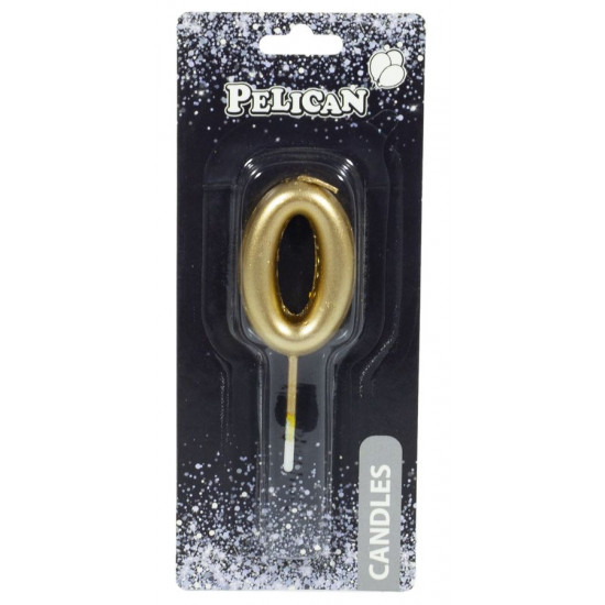 Свічка для торта Pelican, "0" ЗОЛОТО 4,5см Золотий Pelican (864510)