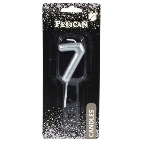 Свічка для торта Pelican, "7" СРІБЛО 4,5см Срібний Pelican (864527)