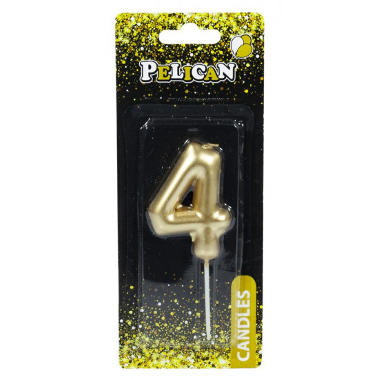 Свічка для торта Pelican "4" ЗОЛОТО 6см Золотий Pelican (866014)