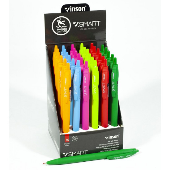 Ручка масляна синя автомат Vinson Smart, soft touch (36шт/уп) Різнокольоровий Unison (R1)
